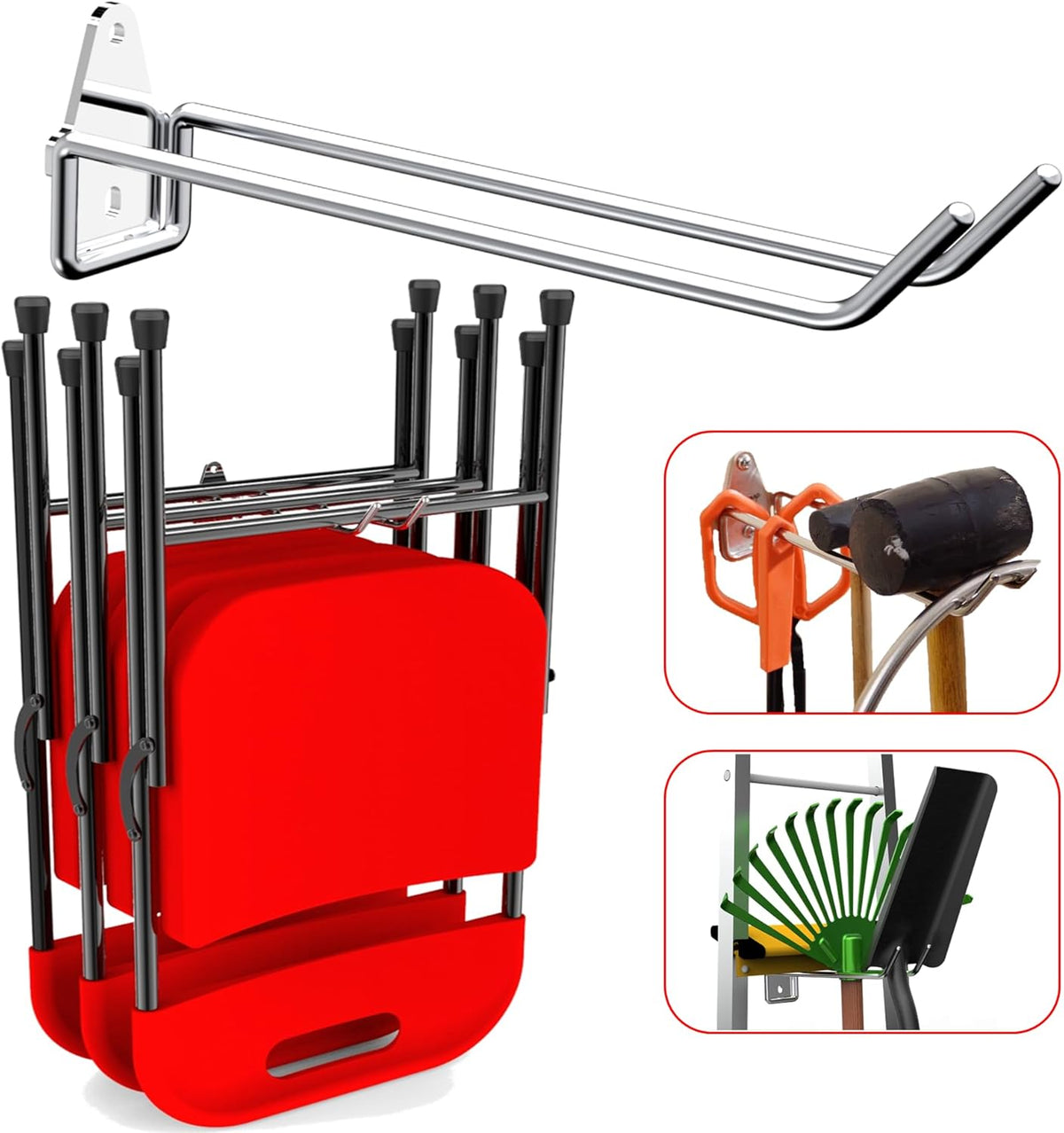 JBscoop Stainless Steel 304 Garage Hooks, Heavy Duty Organizer & Wall Mount Hanger Rack for Tools, Equipment, and More, Rust-Resistant & Durable