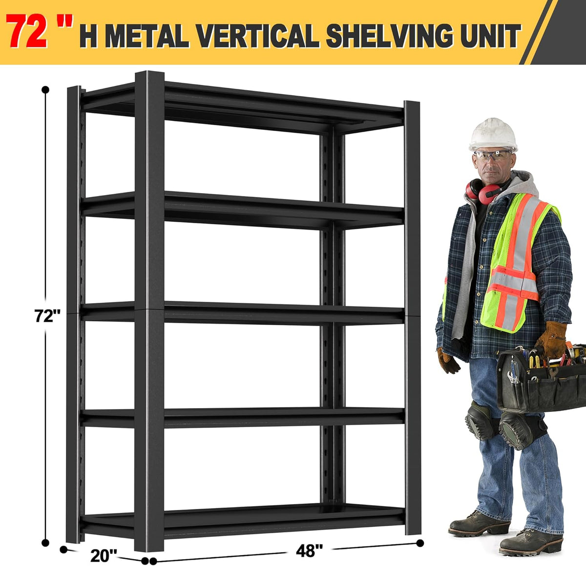 72" H x 48" W x 20" D 5-Tier Heavy Duty Garage Shelving Unit, 3000 LBS Capacity Metal Storage Rack,Adjustable Steel Shelves for Garage, Warehouse, Basement, Pantry, Workshop.3 Pack