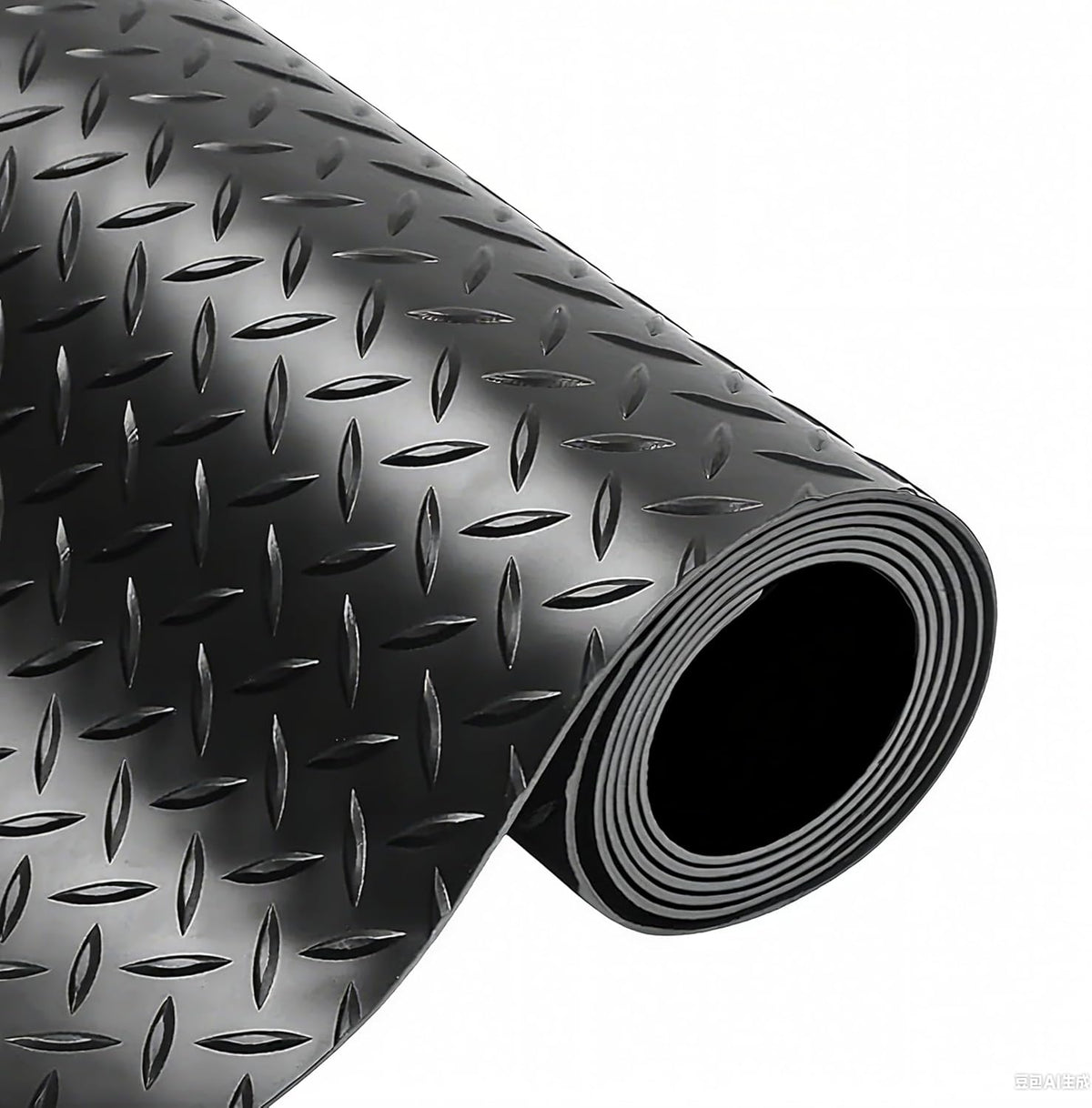 4X10 FT Garage Floor Mat， 2.5 Inch Thickened Diamond Plate Flooring Roll for Under Car， Non-Slip Commercial Grade Heavy Duty Parking Mat for Garage, Warehouse, Workshop, Basement, Gym（Black）