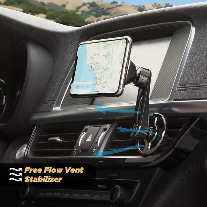 Scosche MM2VP2SR-SP MagicMount Pro FreeFlow Magnetic Car Phone Holder - Strong Magnet Mount for iPhone and Android - Secure Magnetic Cell Phone Air Vent Mount - Universal 360° Mobile Cellphone Holder