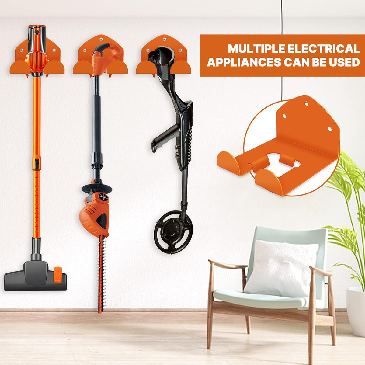 Garage Organizer Wall Hanger - Garden Tool Rack for Grass Trimmer, Hedge Trimmer, Garage Tools, 1 Pack