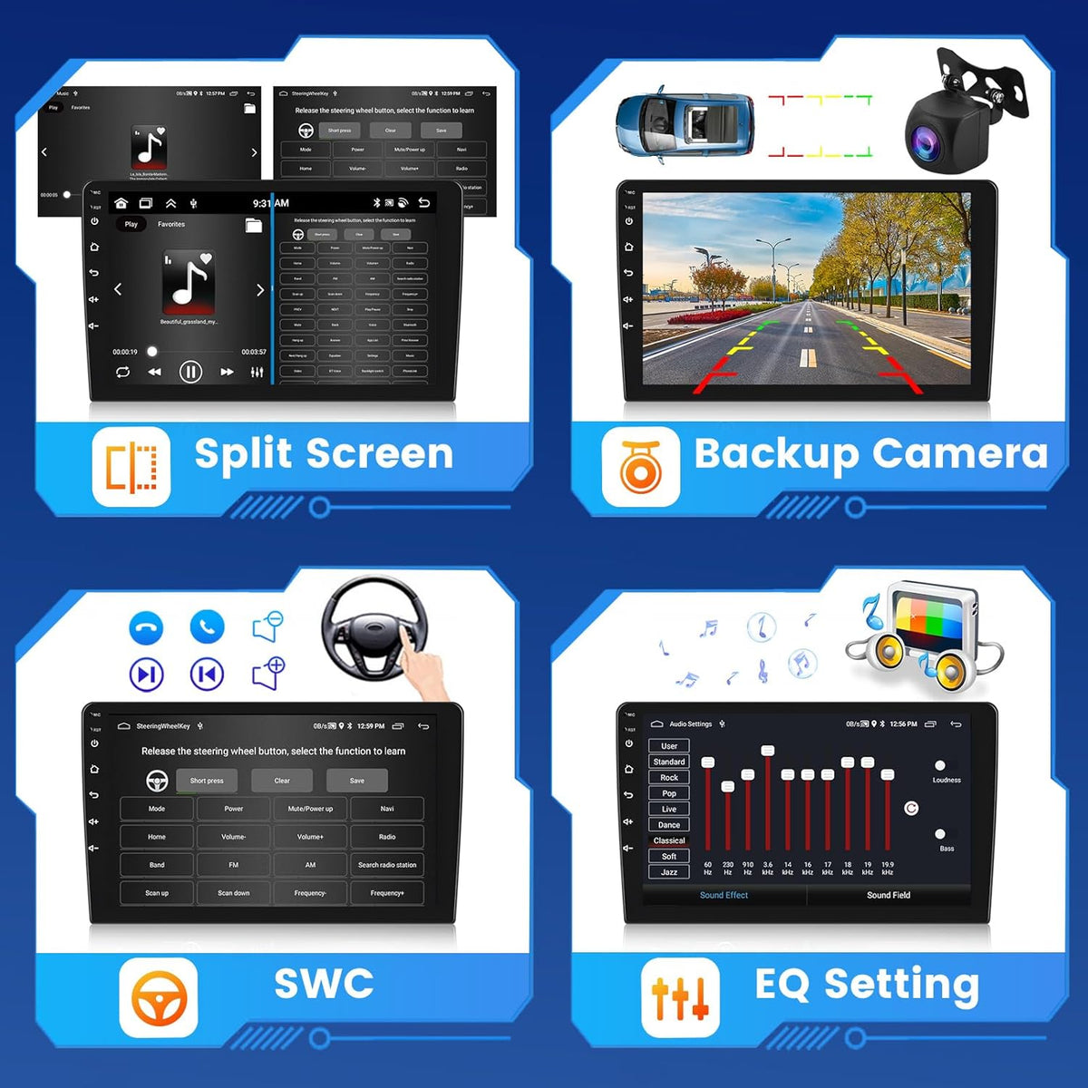 [2G+64G] Android 15 Car Stereo for Kia Cerato K3 Forte 2013-2018 with Wireless CarPlay Android Auto, 9 Inch HD Touch Screen with WiFi GPS Bluetooth FM/RDS Radio SWC USB Backup Camera MIC