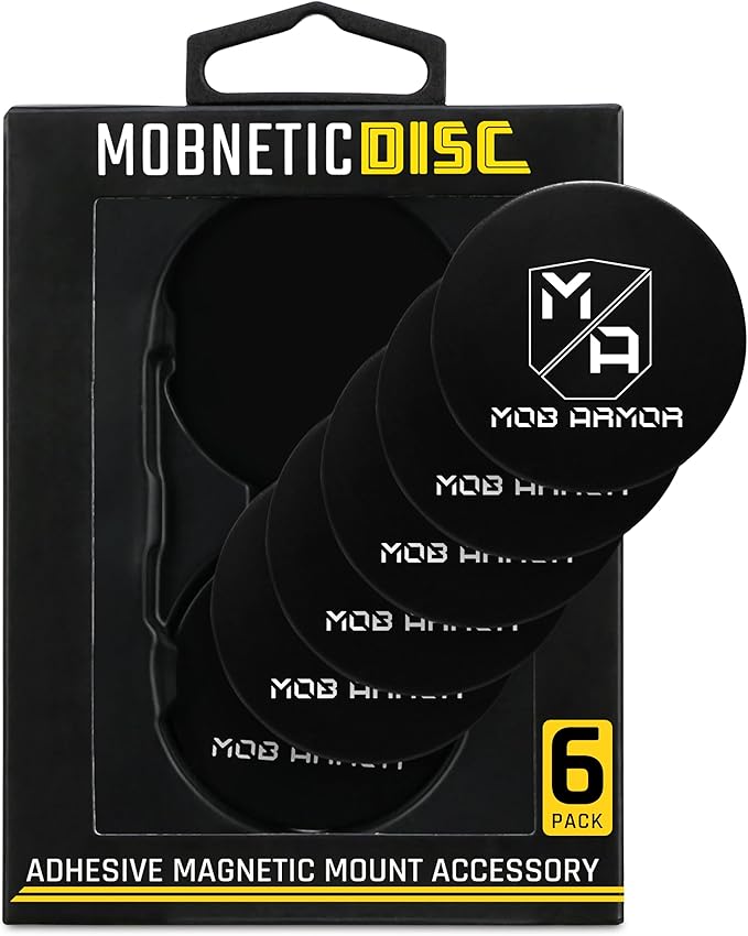 Mob Armor Magnetic Phone Mount Plates - Strong Adhesive Steel Discs for MobNetic Maxx & Mob Magnetic Car Mounts, Compatible with Phone Magnet Plates, Vehicle Accessory - Black (6 Pack)