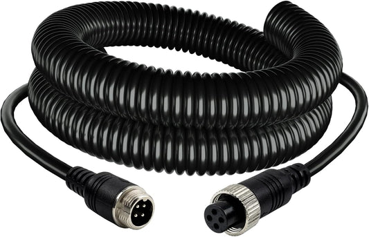 4 Pin Camera Cable with Corrugation Tube Cover, Car 4Pin Aviation Video Extension CableCCTV Rearview Camera Truck Trailer Camper Bus Motorhome Vehicle Backup Monitor System 16.5Ft/5M