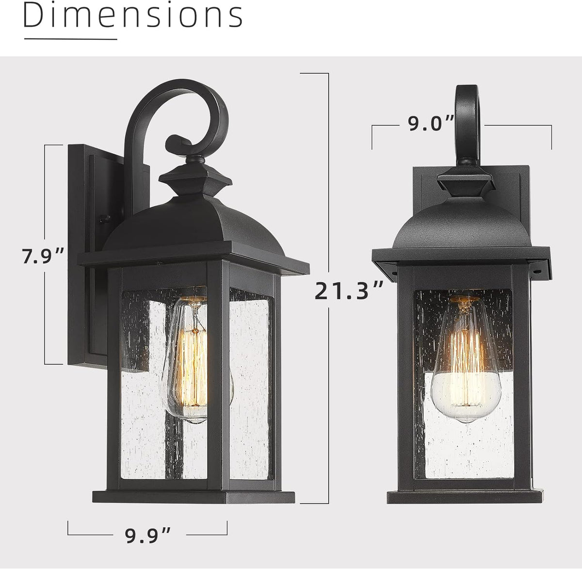FEMILA 21" Outdoor Wall Light Fixture, 2 Pack Modern Outdoor Wall Sconce, Rust-Proof Waterproof Wall Light with Seeded Glass, Ideal for Porch, Patio, Entryway, Garage, 4FD54B2-2PK BK