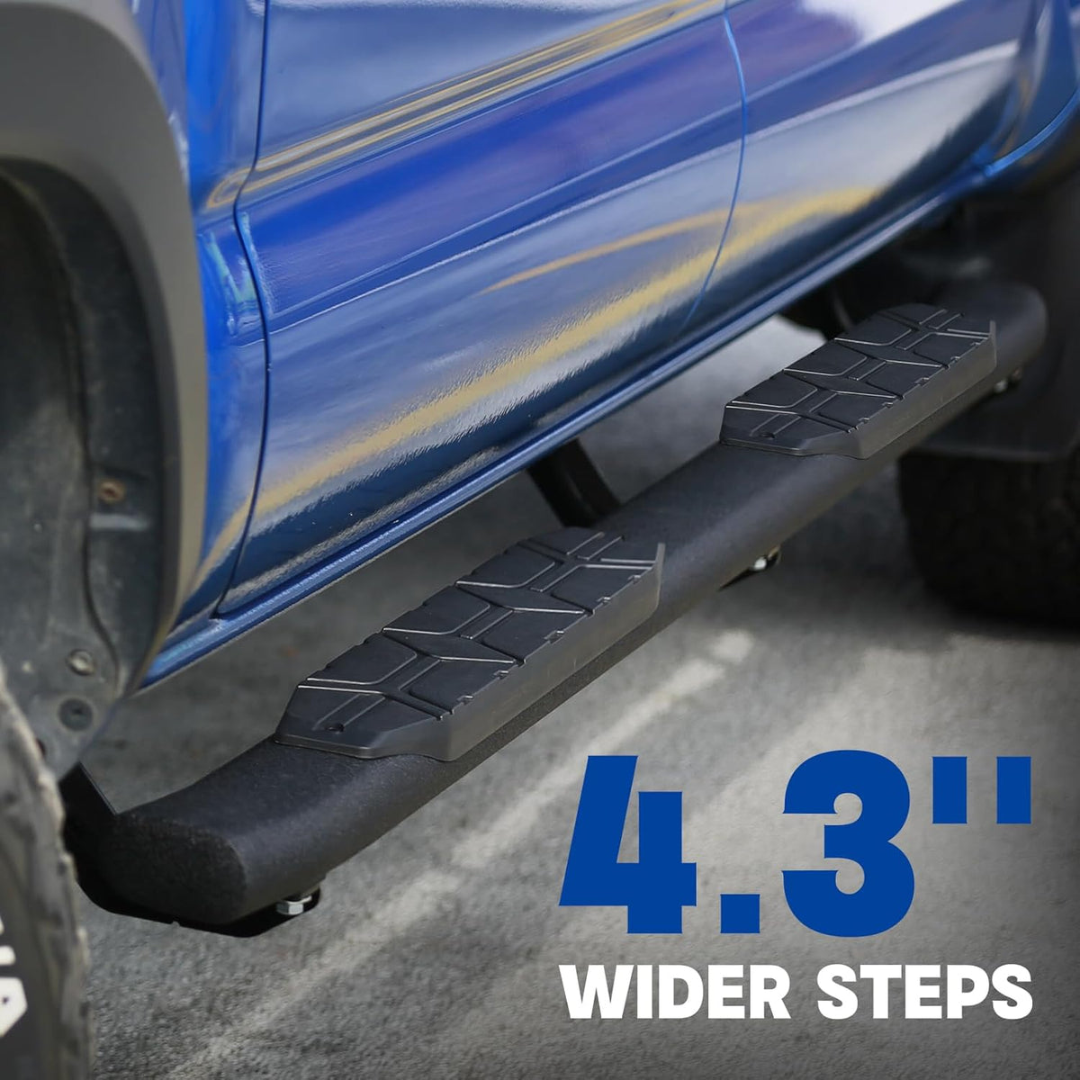 4.3 Inches Oval Tube Bar Running Boards Compatible with 2005-2023 Toyota Tacoma Double with 4 Full-Size Doors. Tacoma Step Bars and Carbon Steel Side Steps Step Bars.