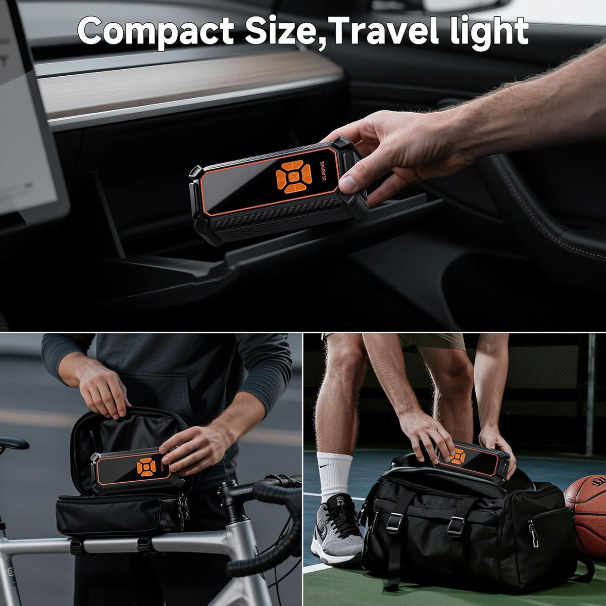OlarHike Cordless Tire Inflator Portable Air Compressor, Quick Inflation, Air Pump for Car Tires, Pickup Truck, Motorcycle, Bicycle, Balls, Electric Pump with LED Light & Digital Pressure Gauge