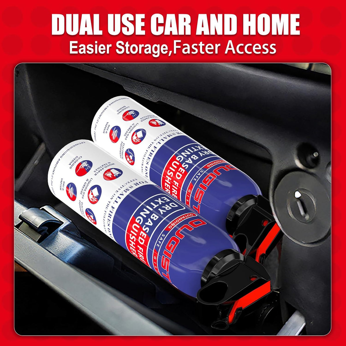 Fire Extinguisher for Home & Vehicle - 600g Fire Extinguisher | Grease & Electrical Fire Extinguisher for Kitchen, Car, Portable (1-Pack)