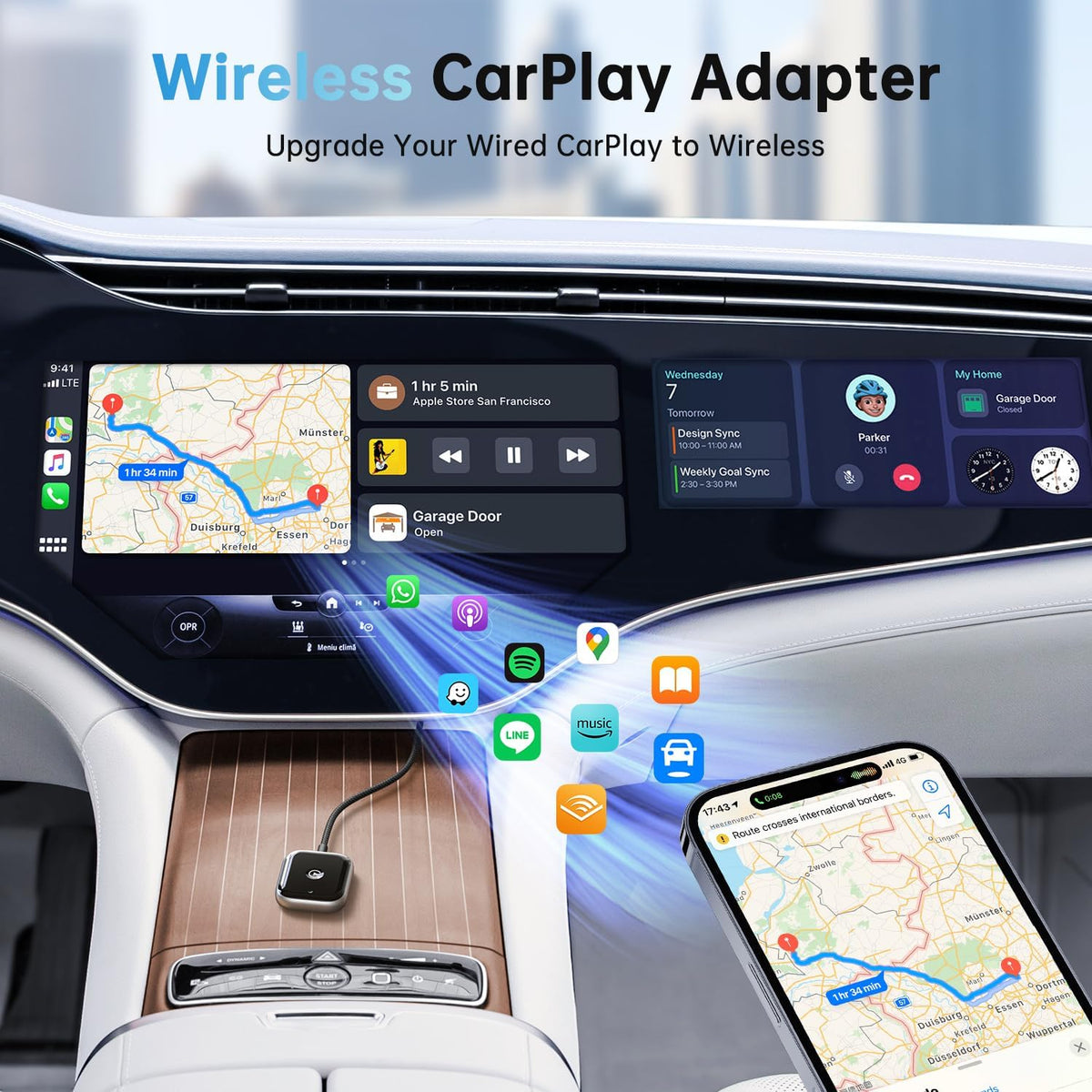 Wireless CarPlay Adapter for Apple CarPlay, Easy to Upgrade Wired CarPlay to Wireless, Instant Connectivity, Super Mini Car Play Dongle for iPhone Fit for Cars with Built-in CarPlay