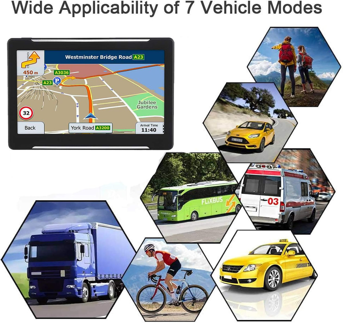 GPS Navigator for Car Truck RV, Latest 2025 Map(Free Lifetime Updates) 7 inch Touch Screen Car GPS, Support Voice Turn Direction Guidance/Speed and Red Light Warning/Custom Truck Routing