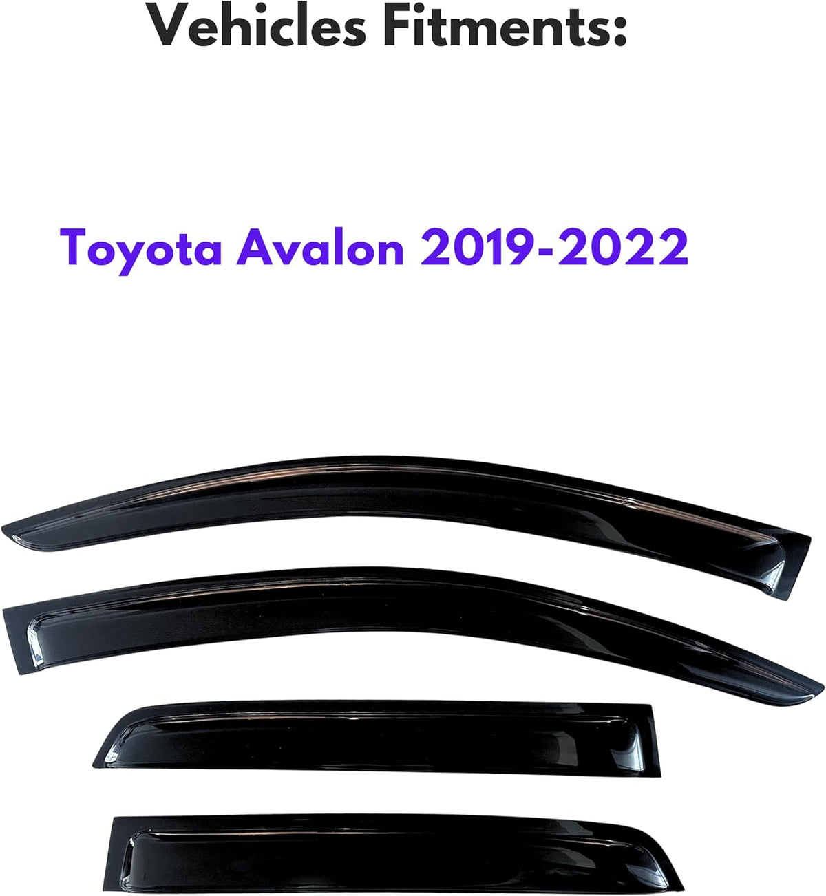 KPY Window Visor Compatible with Toyota Avalon 2019-2022, 4PC Rain Guard Side Window Vent Deflectors Tape-On Style, 2019 2020 2021 2022