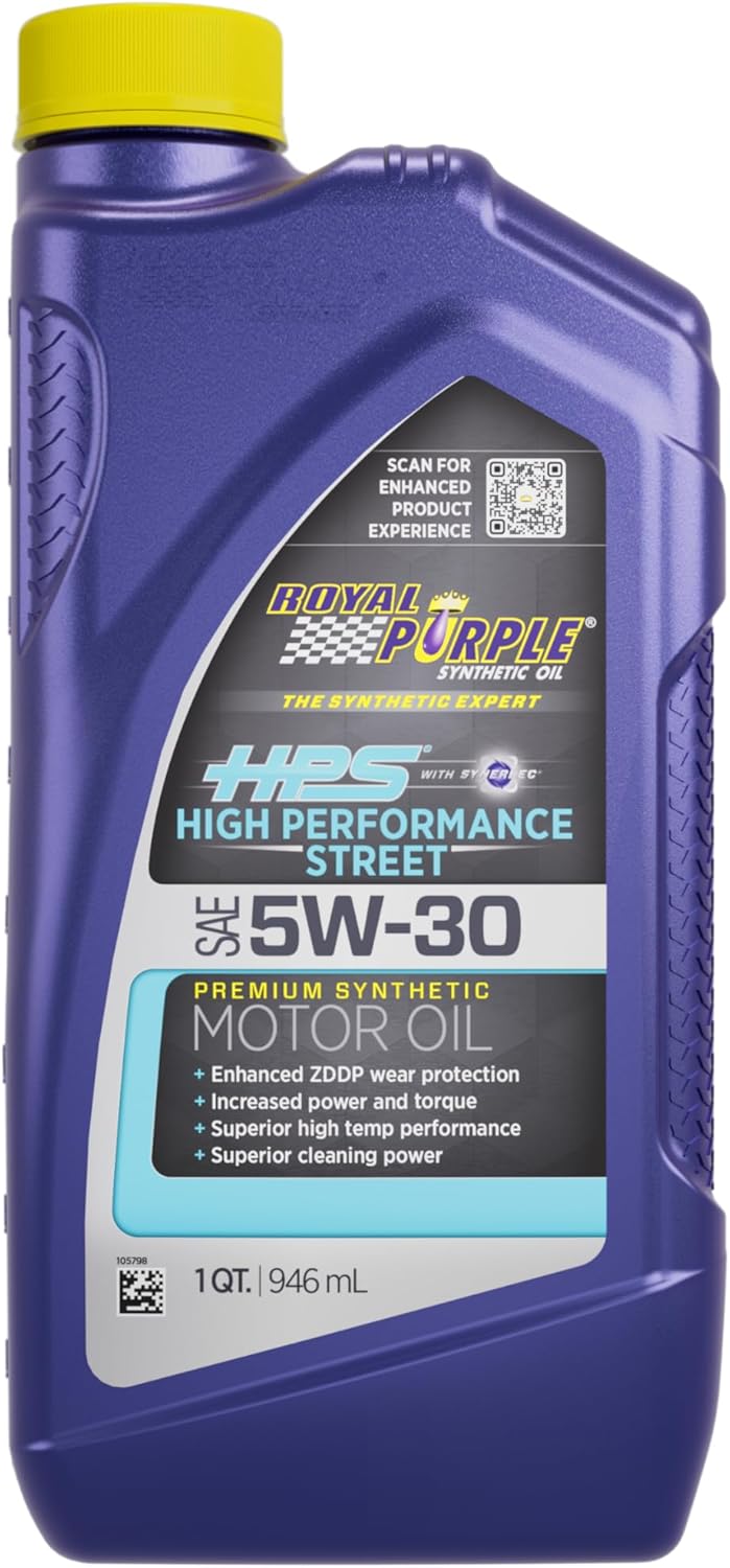 Royal Purple 31530 HPS 5W-30 High Performance Street Synthetic Motor Oil with Synerlec - 1 Quart Bottle
