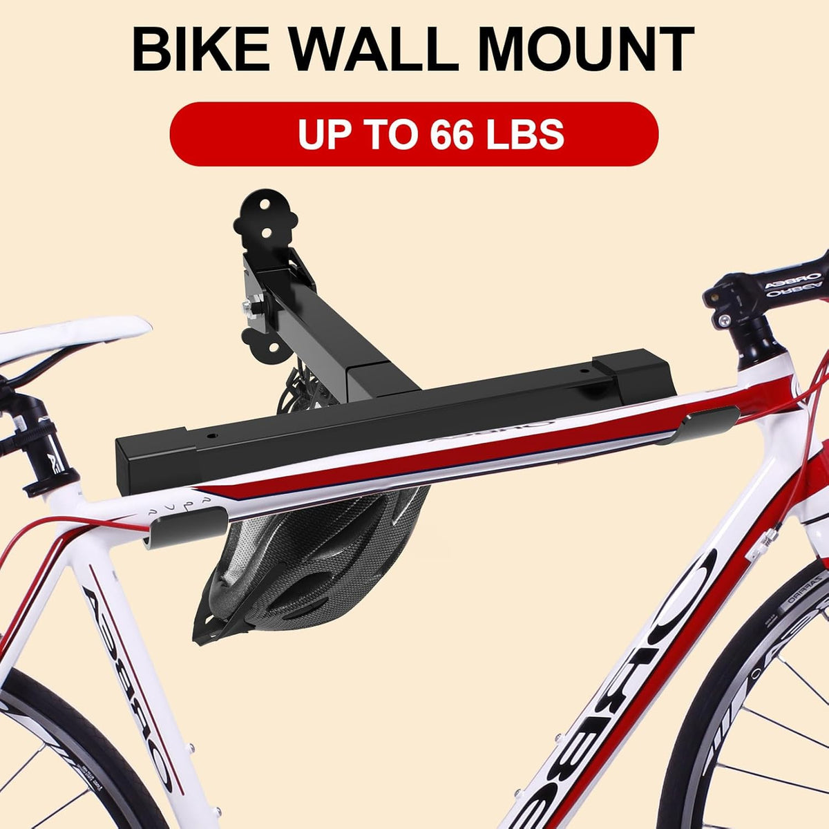 Bike Wall Mount,Horizontal Bicycle Indoor Storage Rack Foldable and Extendable Garage Bike Hanger for Road,Mountain and Hybrid Bikes