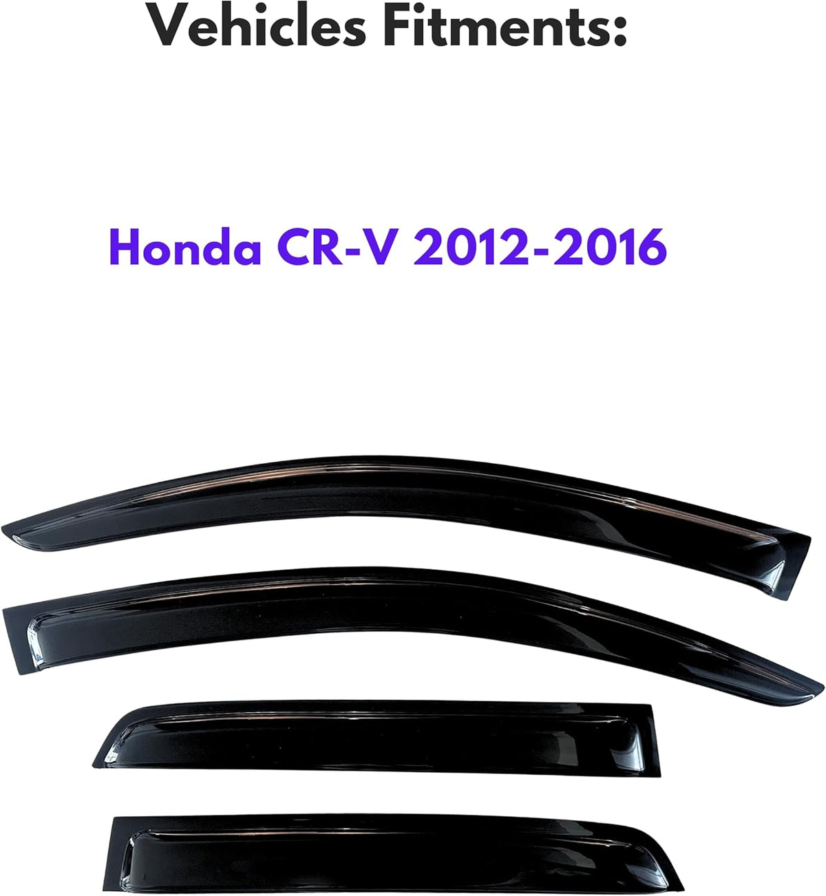 KPY Window Visor Compatible with Honda CR-V 2012-2016 (CRV), 4PC Rain Guard Side Window Vent Deflectors Tape-On Style, 2012 2013 2014 2015 2016