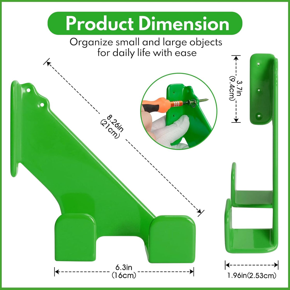 Chainsaw Hanger,2pcs Ideal for Adult Garage Tool Organizer. This Chainsaw Accessory Rust Proof Alloy Steel Construction with Powder Coating, Perfect Wall Mount Solution for Your Chainsaw.(green)