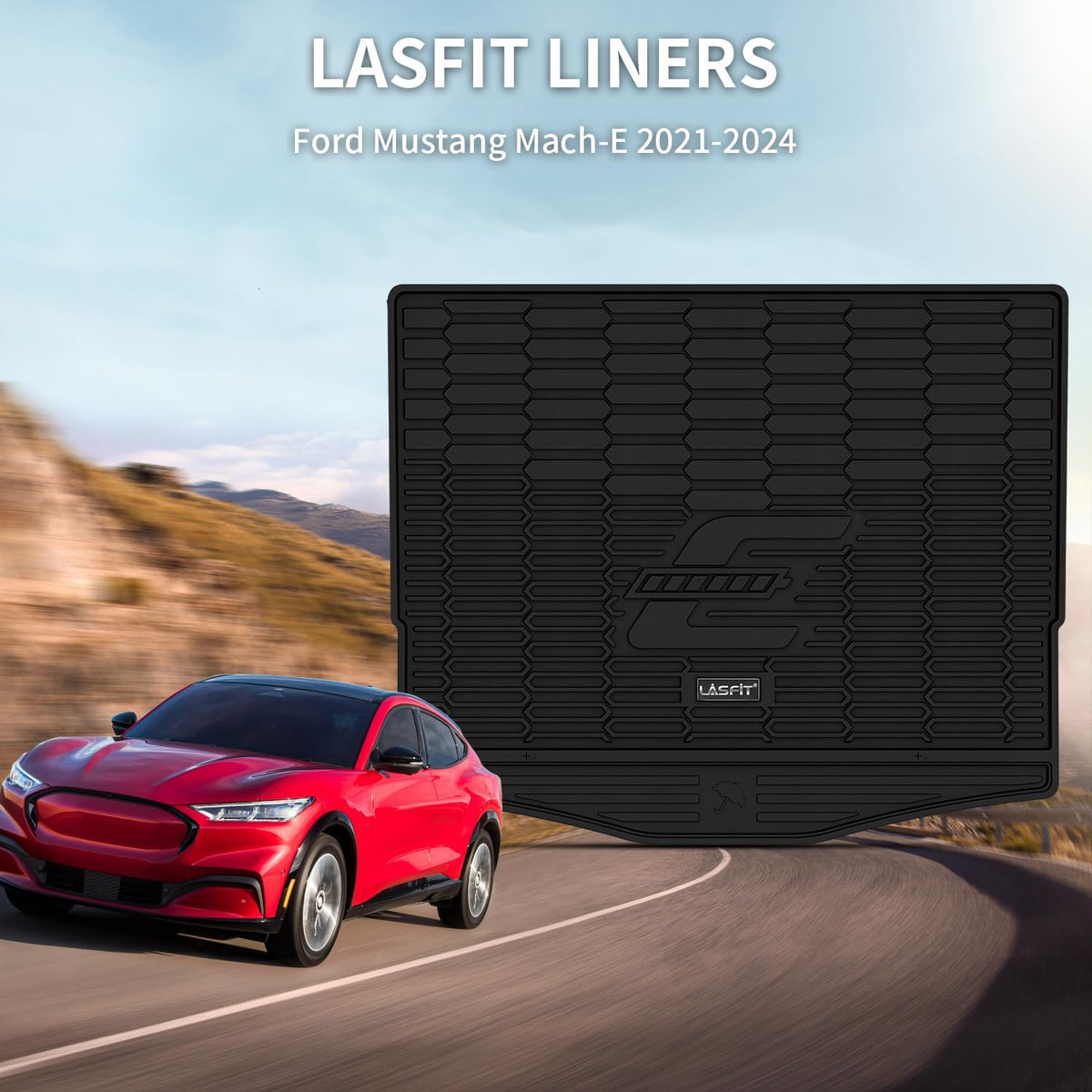 LASFIT Trunk Mat for Ford Mustang Mach-E 2021-2025(Trunk Base Upper Position) TPE All Weather Custom Fit Cargo Liner