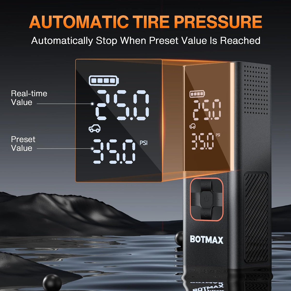 Tire Inflator Portable Air Compressor, Air Pump for Car Tires Pump with Tire Pressure Gauge 160 PSI Night LED Light Electric Portable Tire Inflator for Cars, Bike, Motorcycle, Bicycle and Balls