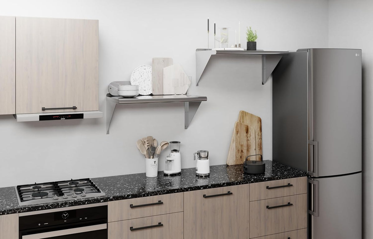 AmGood 30" Long X 16" Deep Stainless Steel Wall Shelf | NSF Certified | Appliance & Equipment Metal Shelving | Kitchen, Restaurant, Garage, Laundry, Utility Room