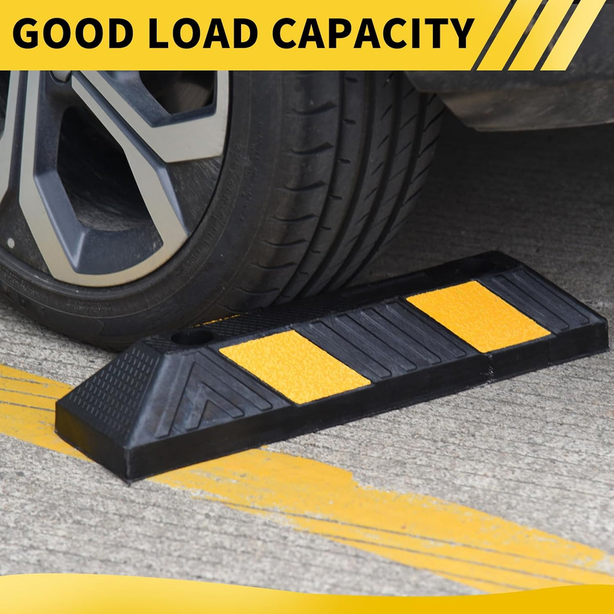4PACK BESEA Curb Parking Stoppers for Garage Bumpers Parking car - 20.8" Length 3.5" High Heavy Duty Rubber Wheel Stopper for Vehicles Truck Driveway Help Your Cars Parking Stop Perfectly