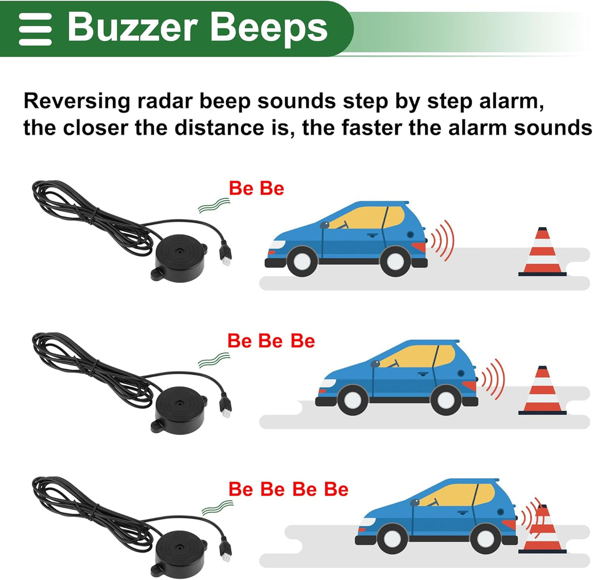 Motoforti Universal Car Auto Vehicle Reverse Backup Radar System Reverse Parking Sensors Alarm Buzzer Reminder Distance Detection Red 2 Parking Sensors