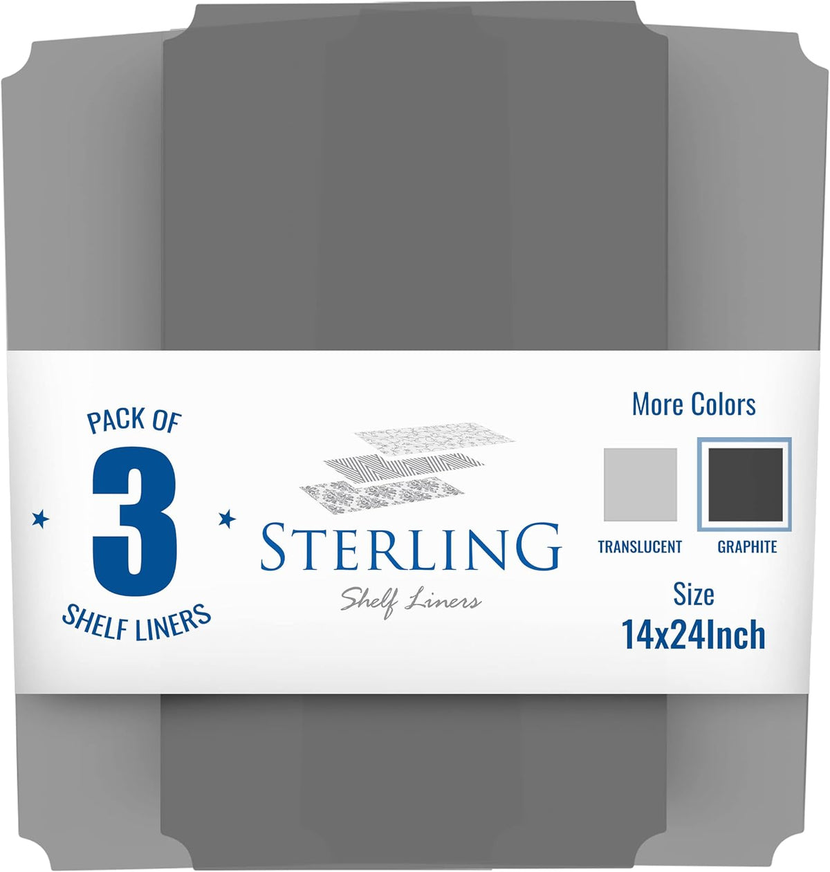 Shelf Liners for Wire Shelf System: Set of 3 in Graphite: 13.4 x 23.2 inch: Plastic Wire Shelving Shelf Mats