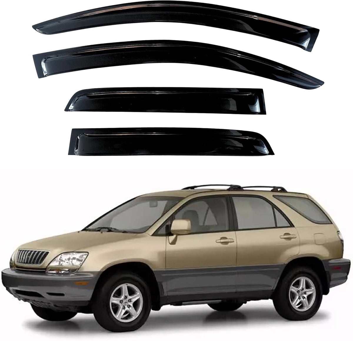 KPY Window Visor Compatible with Lexus RX300 1999-2003, 4PC Rain Guard Side Window Vent Deflectors Tape-On Style, 1999 2000 2001 2002 2003