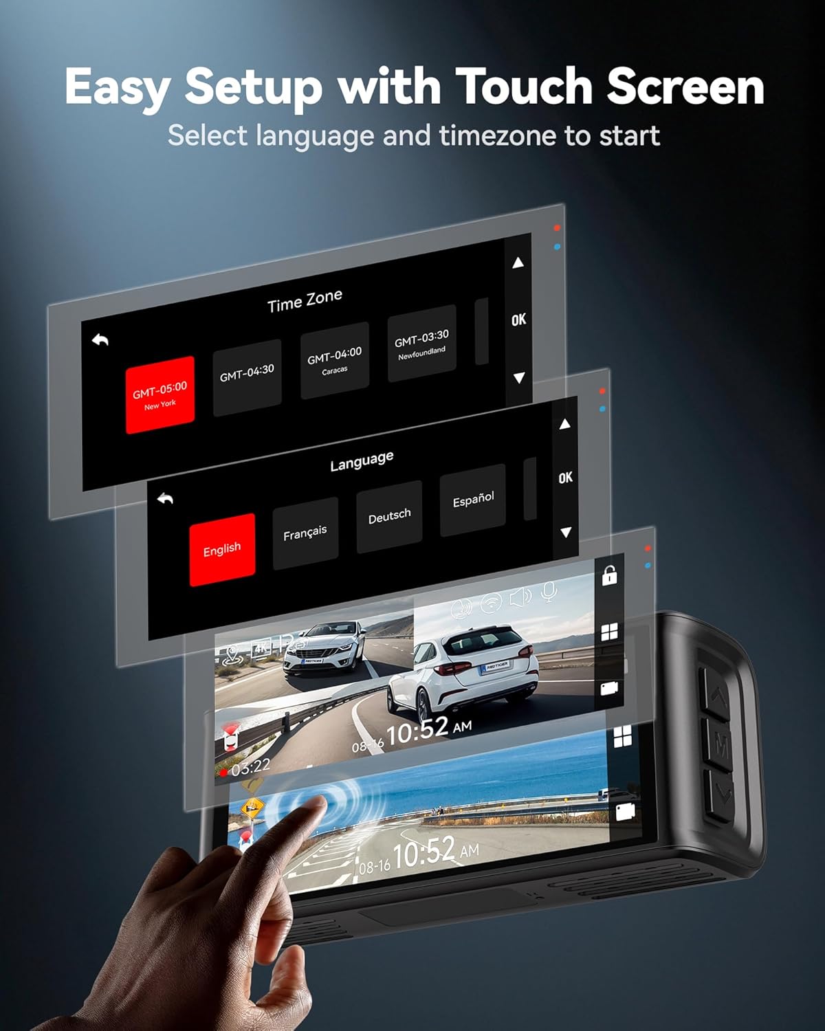 REDTIGER 4K Dash Cam Front and Rear, STARVIS 2 Sensor, Touch Screen 3.18", 128GB Card Included, Voice Control, 5.8GHz WiFi Car Dash Camera, GPS, Night Vision, Emergency Lock, Parking Mode (F7N Touch)