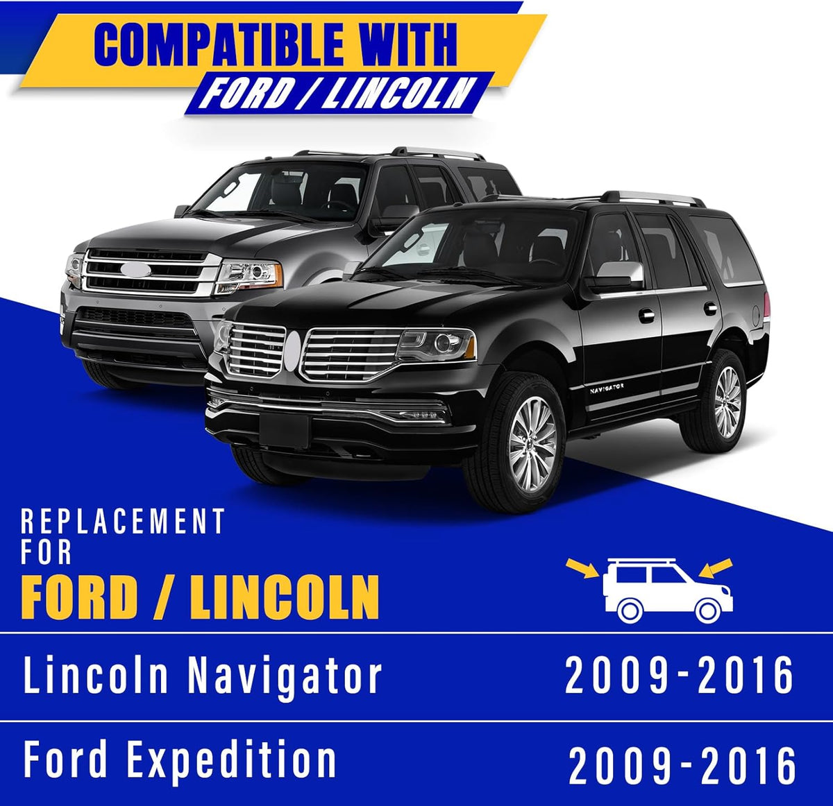 3 wipers Replacement for 2009-2016 Ford Expedition/2009-2016 Lincoln Navigator, Windshield Wiper Blades Original Equipment Replacement - 22"/22"/16" (Set of 3) U/J HOOK