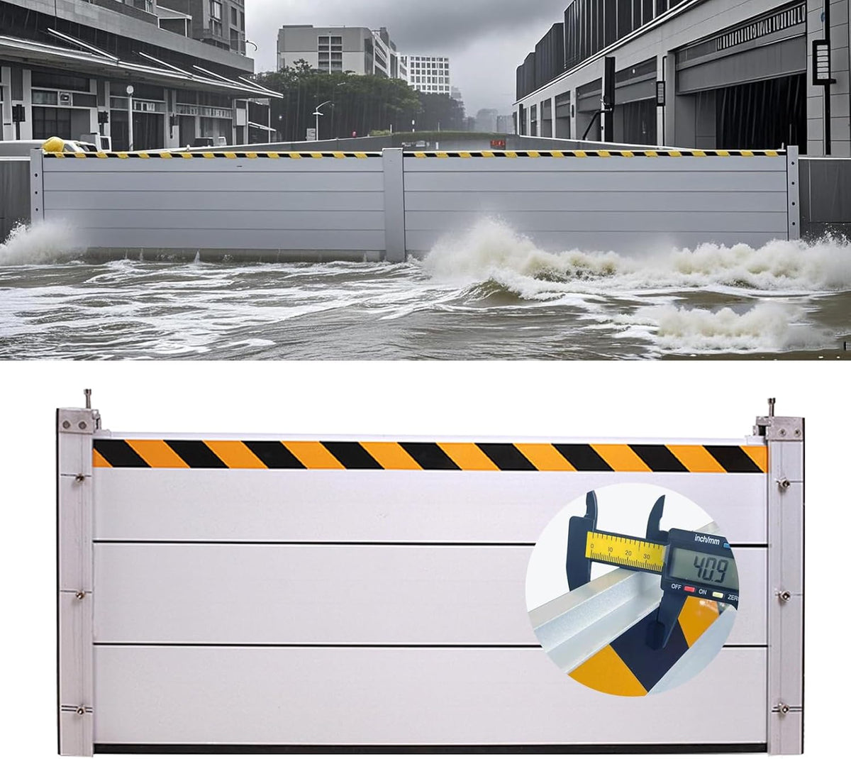Reusable Heavy Duty Aluminum Flood Barriers for Home Exterior, Flood Protection Barriers Water Barrier Door Quick Detachable Garage Doors Detachable Mobile Rain Water Baffle ( H 31.5 inch L 22FT)