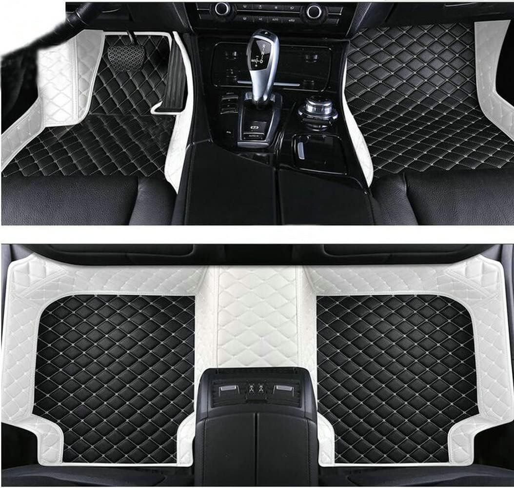 Custom Car Floor Mat Compatible with BMW Mercedes-Benz Toyota Cadillac Lexus Honda Infiniti Nissan Hyundai Kia Audi All Models Cars Sedans SUVs Automotive Mats (Edge White Middle Black White)
