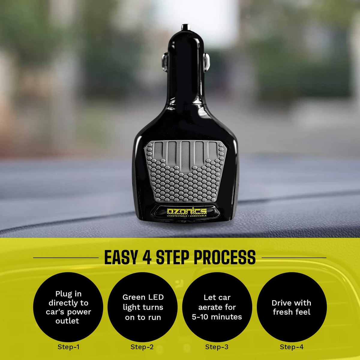 Ozonics Micro3 Ozone Generator for Cars | Portable Car Odor Eliminator and Air Freshener | Removes Odors from Cars, Trucks, RVs, UTVs, and Boats | Compact Deodorizer for Vehicle Interiors