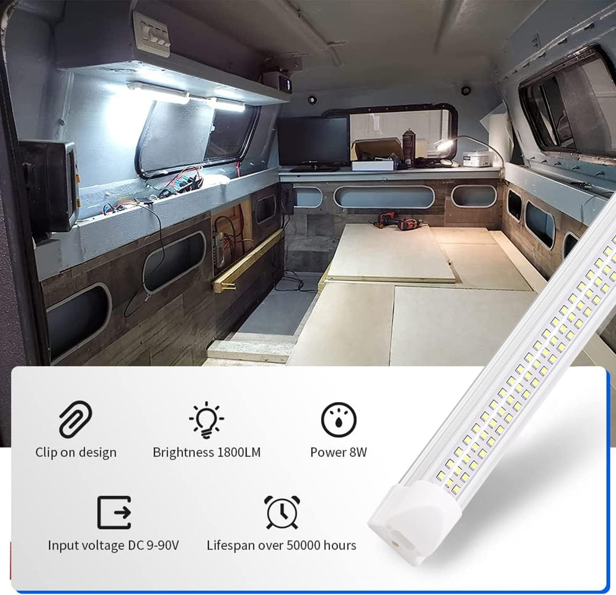 12v LED Interior Light Bar | 108LEDs 1600LM 6W DC 12 Volt led Strip Lights Enclosed Trailer Lights Fixture for Camper Truck Van RV Trailer Cargo Cabient Lights Fixture Motorhome Lorry (4Pack)