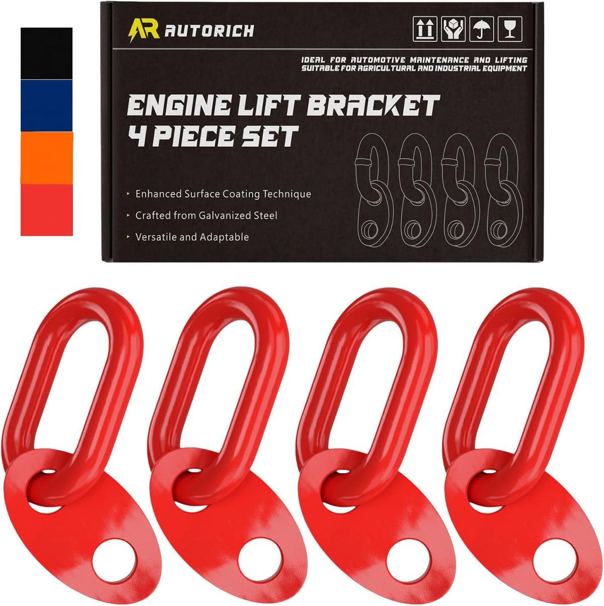 7100 Lifting Bracket Set for Engine - 4 Heavy-Duty Engine Lift Bracket 5500 Lb Capacity, Engine Support Bar for Lifting Slings and Load Levelers, Red