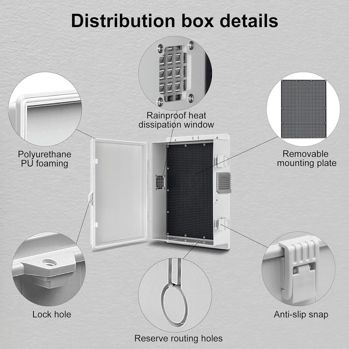 Outdoor Electrical Junction Box, ABS Water Resistant Enclosure with Internal Mounting Panel & Hinged Cover (13" H* 9.2" L* 3.7" W)