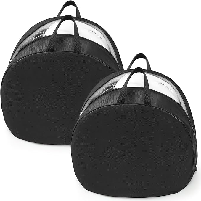 2 Pack Helmet Bag Nylon Durable Motorcycle Mx Helmet Storage Bag Medium, with Handle and Fleece Lining, Water-resistant, Zipper for Ski Snowmobile Dirt Bicycle Bike Storage Accessories