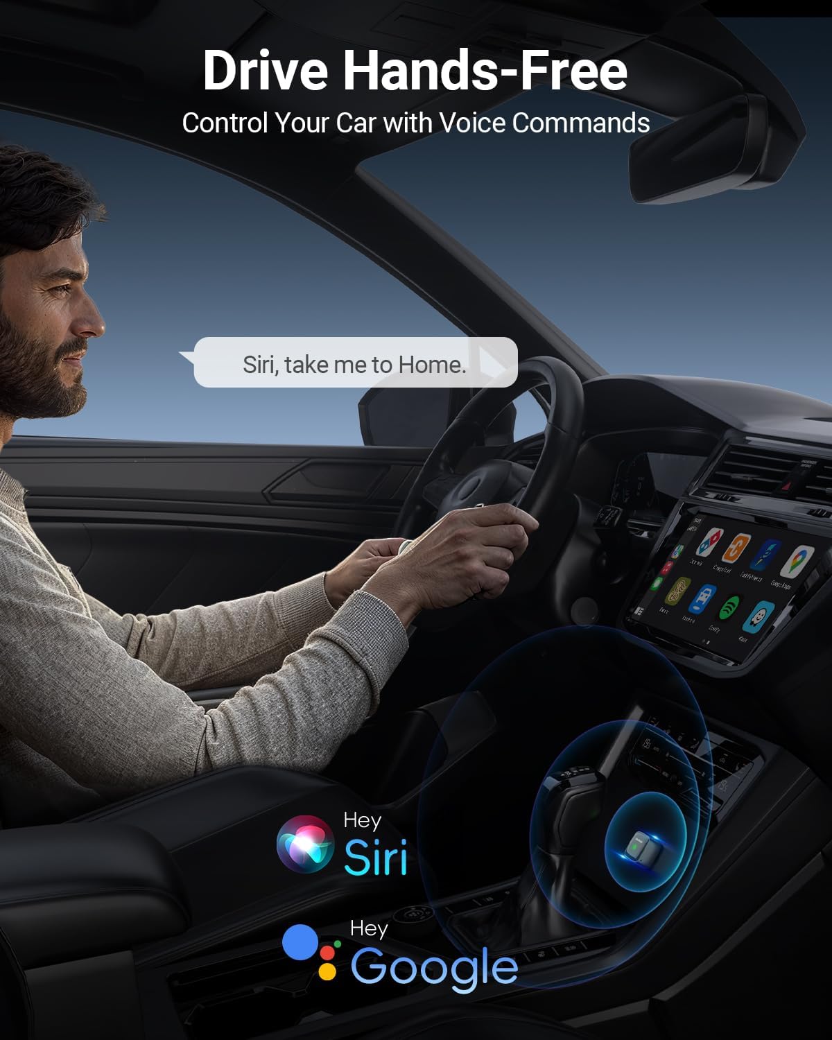 Mini Wireless CarPlay Adapter for Carplay and Android Auto 2-in-1 Mini USB Design for Cars, Plug and Play Converts Wired to Wireless CarPlay for iOS10+/Android 11+, Black