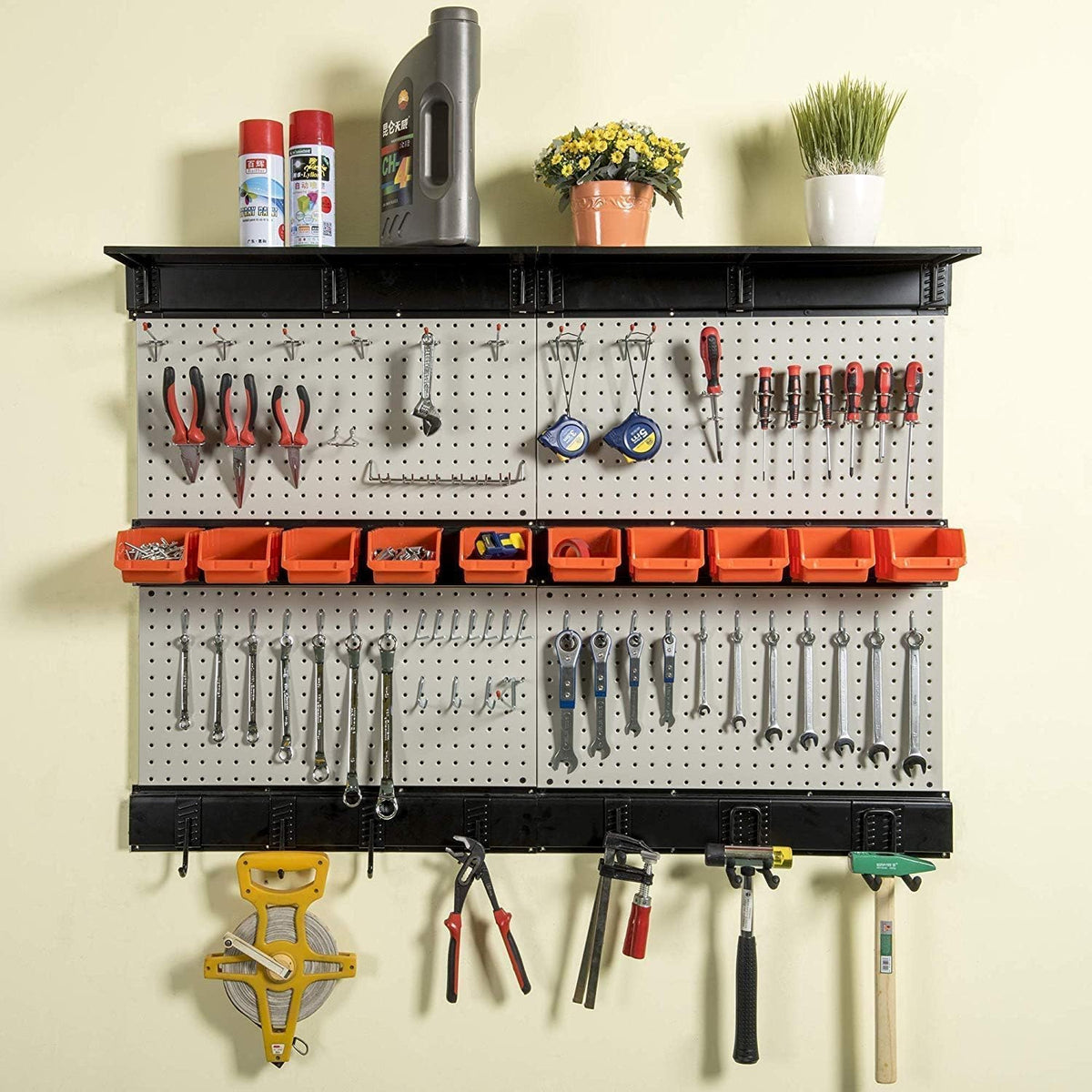 Ultrawall Pegboard Wall Organizer, 48X 36 inch Garage Storage Pegboard with Hooks Storage Bins Tool Board Panel Tool Organizer, 72pcs