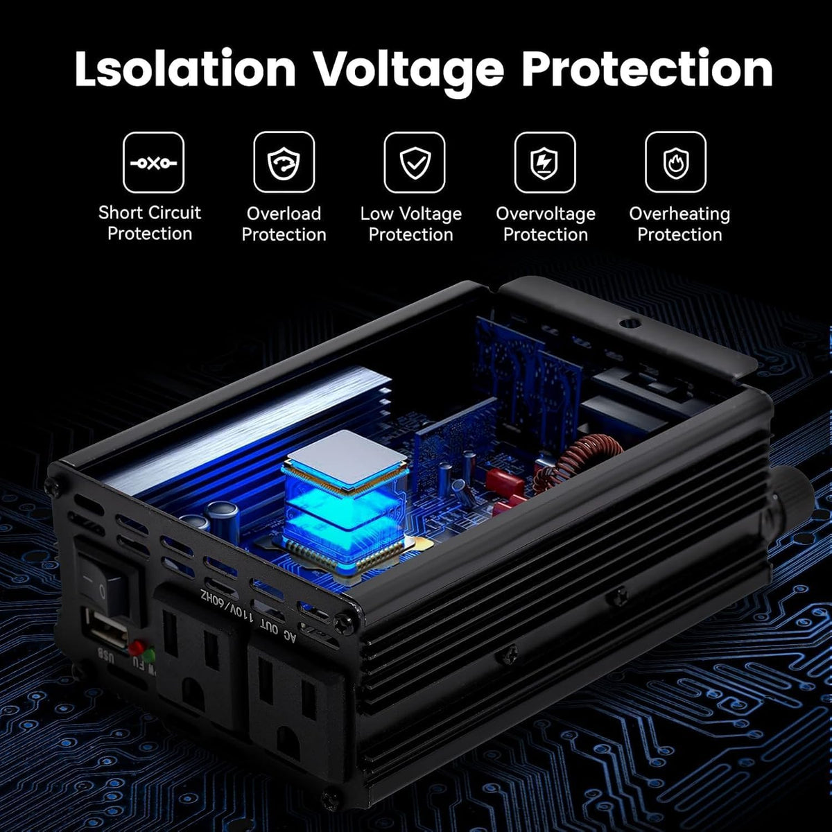 Power Inverter 1000W,Inverter 12v to 110v Car Power Inverters for Vehicles, DC to AC Car Plug Adapter Outlet Converter for Laptop Vehicles Camping Road Trip Essentials Adults