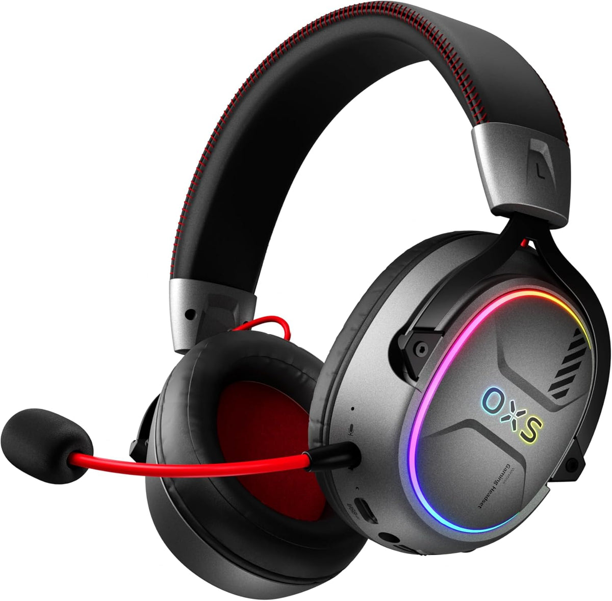 OXS Storm G2 Wireless Gaming Headsets, 7.1 Virtual Surround Sound, 3 EQ Modes, 2.4G Low Latency, 50mm Driver, 40H Playtime, RGB Light, Bluetooth 5.3, Compatible with PC, Console, Mobile, Black