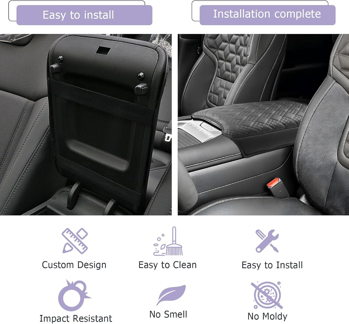 LUWU Center Console Cover Compatible with 2025 Nissan Armada Accessories 2025 Armada SV/SL/Platinum Armrest Cover Armrest Console Cover (Thick Black)