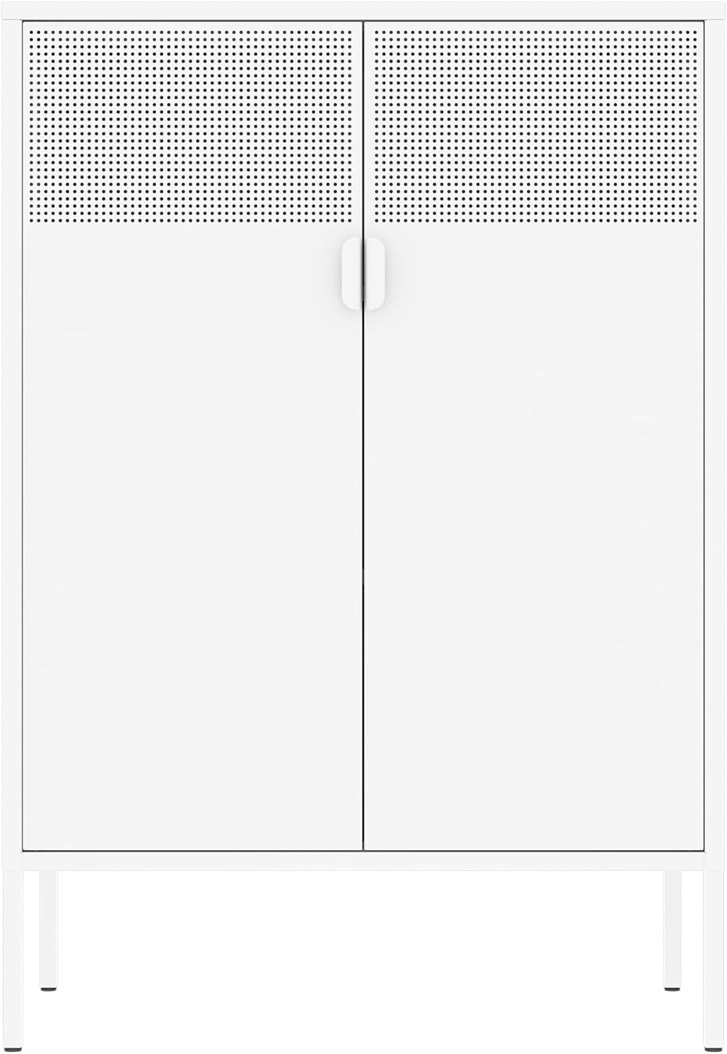 2 Mesh Door Metal Storage Cabinet with Adjustable Shelves, Multipurpose White Storage Cabinet, 3-Tier Office Cabinet,Metal Storage Cabinet for Office Home,Hallway (White, 47''H)