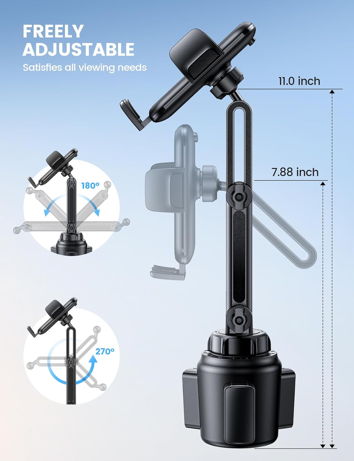 Lamicall Phone Holders for Your Car - [Thick Cases Friendly] Universal Adjustable Cell Phone Car Mount for Truck Golf Cart and All 4-7" inches Smartphones