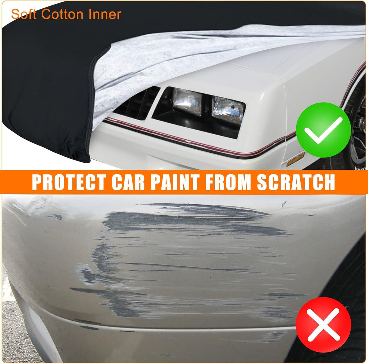 Waterproof Car Cover Compatible with Chevrolet Monte Carlo LS/SS 1978-1988, 210T All Weather Classic Car Covers with Zipper Door & Lock for Snow Rain Protection