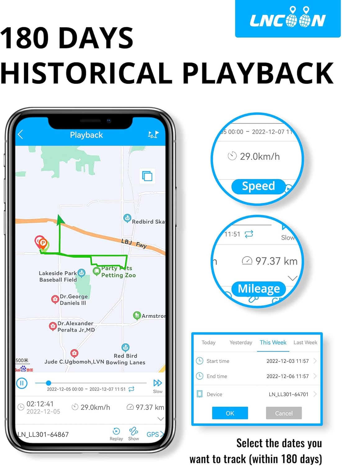 Car GPS Tracker, Tracking Devices for Cars 10000mAh Large Battery Waterproof, Real-Time Tracking Anti-Theft Alarm Notifications Built-in Magnet Via Mobile App, LL301