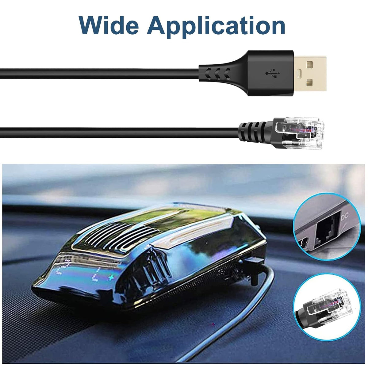Radar Detector Cable, with USB to RJ11 Plug,for Escor t Valentine One Unide n Beltronics Cobr Radar Detector,Replacement Power Cable for Radar Detectors(RJ11-9.84ft)