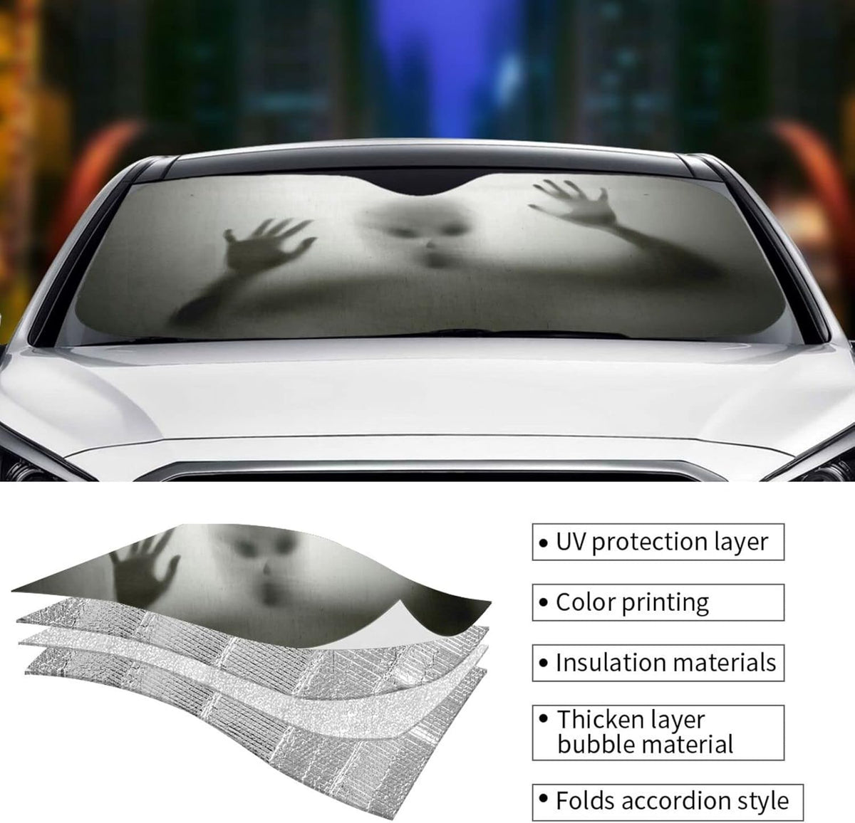 Alien trapped Car Windshield Sunshade Front Window Sun Visor Protector Foldable Shield Cover for Truck SUV
