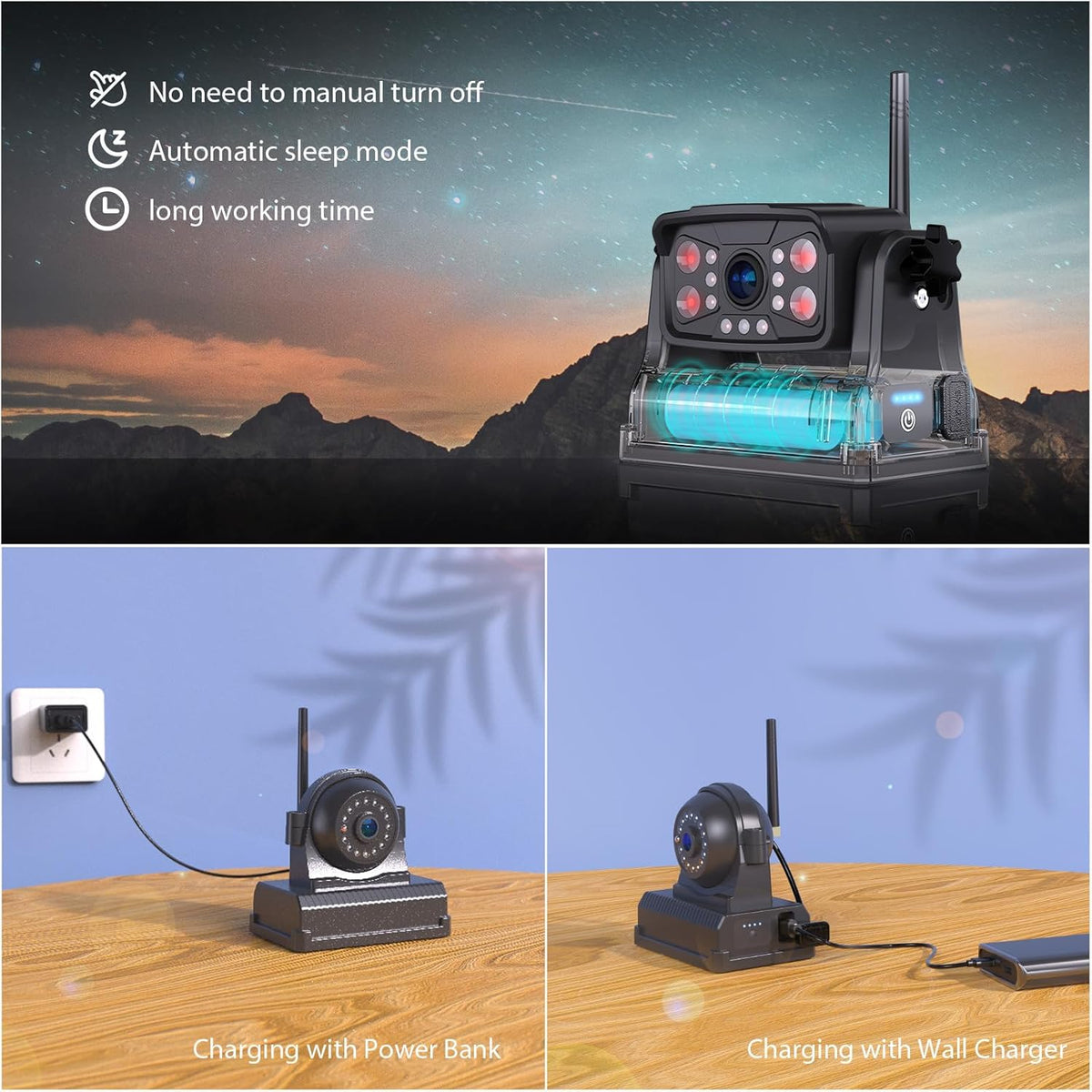 Magnetic Wireless Backup Camera: Portable Rechargeable Battery, 10" HD 1080P DVR Monitor with Rear View Side View Camera for Travel Trailer/Fifth Wheels/RV/Camper BC103