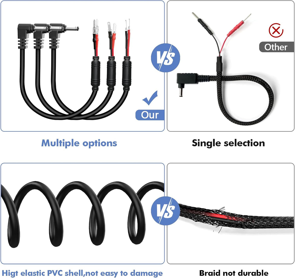 Radar Detector Hardwire Power Cord, Rearview Mirror Plug Cable, with Inline Fuse Holder,Suitable for Uniden Escort Beltronics Valentine One Cobra Whistler Radar Detector,3-Piece Set,9.8'' (DC3.5)