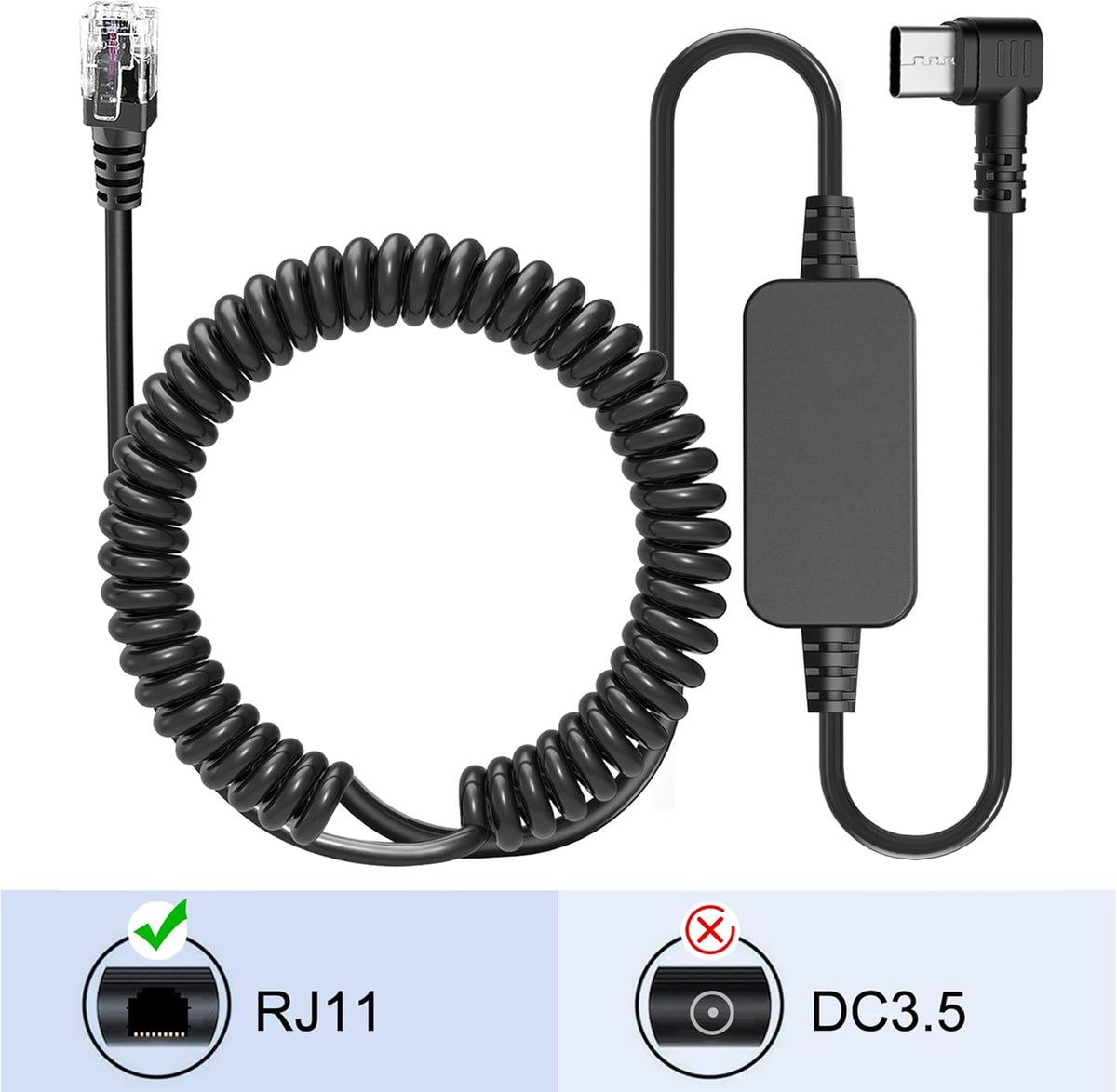 Radar Detector Cable，USB CTo RJ11 Plug Cable 5V-12V Power Cord, Compatible with Escort Radenso XP Beltronics Cobra Whistler 9.8FT, Suitable for 12V Radar detectors