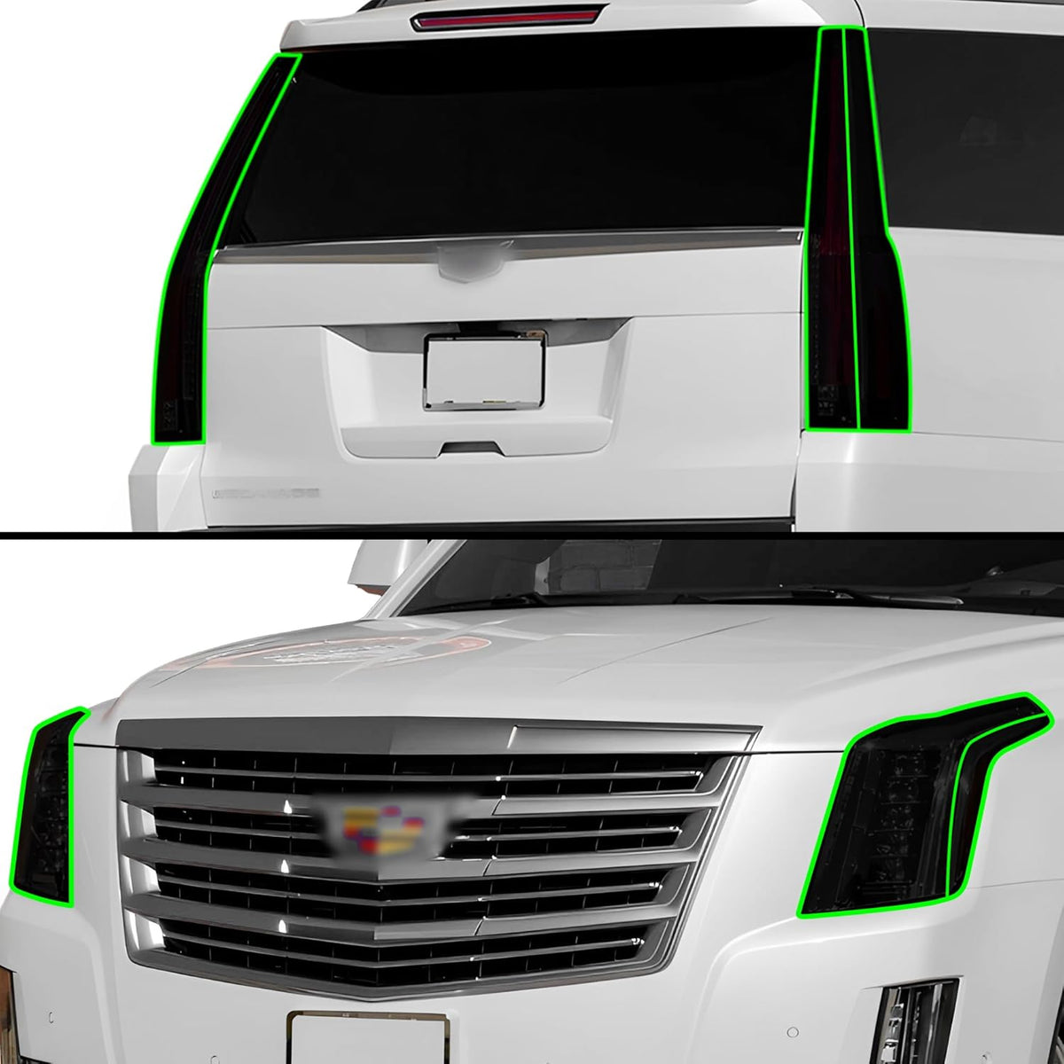 BOGAR TECH DESIGNS Full Headlight Taillight Tint Kit Fits Cadillac Escalade (ESV) 2015-2020, Dark Smoke
